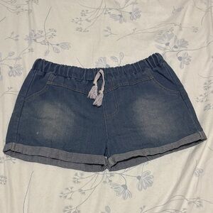Women Denim Drawstring Shorts (Size: 30)